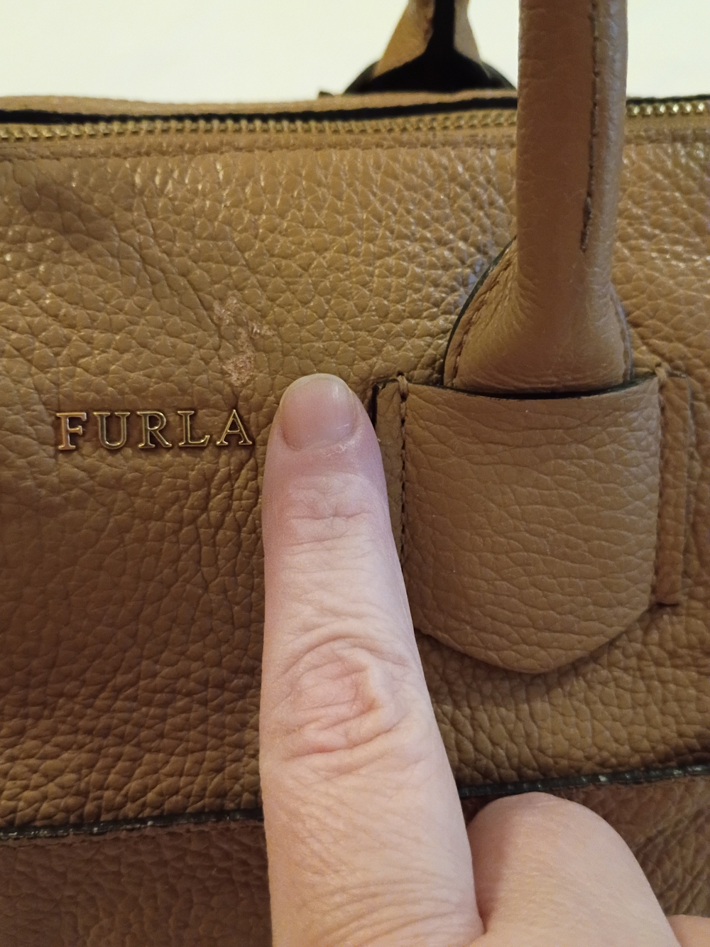 Furla Alba Medium Pebbled  Leather Satchel Bag Cross Body In Caramello - Picture 7 of 13